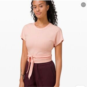 Women's Wrap-Tie Crop Tee in Blush Pink